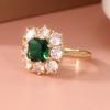 Gorgeous Gold Color Inlaid White Green CZ Women's Ring Geometry Party Daily Wear Jewelry