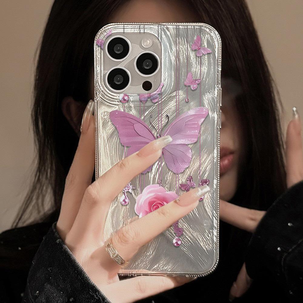 Feather Luster Phone Case for Samsung A53 A14 A33 A12 A32 S24 S23 Plus S20 S21 FE for iPhone 17 15 16 13 Pro 17 16 Pro Max Butterfly Bow Phone Case