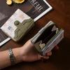 Cute PU Leather Short Wallet Cute Bear Design Multiple Card Slots Zippered Coin Pocket Snap Button Card Holder Girls