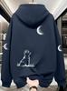 Fashionable men's hooded sweatshirt with letter-print design, kangaroo pocket drawstring decoration / Simple style, suitable for daily wear