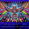UV Reactive Owl Dreamcatcher Blacklight Tapestry Moon Stars Neon Tapestrys Fluorescent Tapestries Wall Hanging Party Backdrops