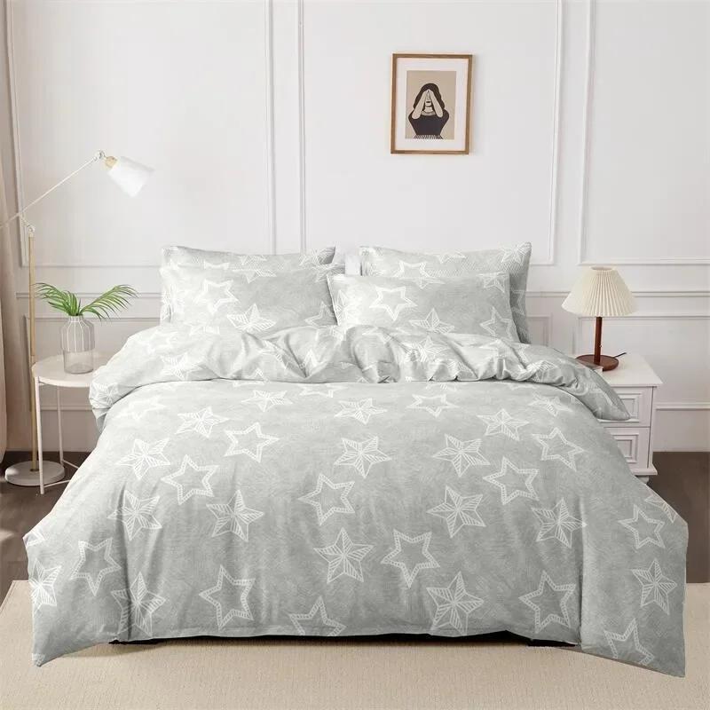3pcs Printed Brushed Duvet Cover Pillowcase Three Piece Set High Quality Skin Friendly Fabric Bedding Cover (without Bed Sheet)