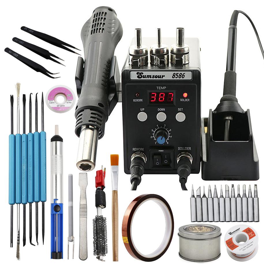 Sumsour 8586 Soldering Iron Hot Air Heat Gun SMD BGA Rework Desoldering Solder Station For Welding Repair Tools