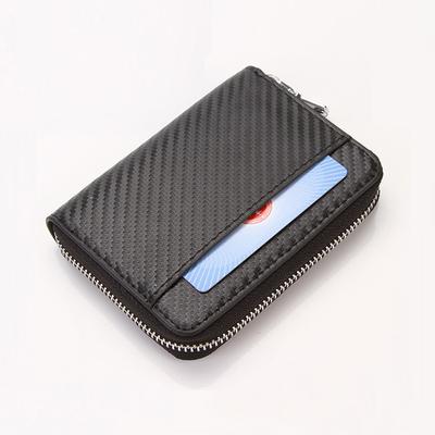 New Men's Carbon Fiber Short Zipper Coin Purse