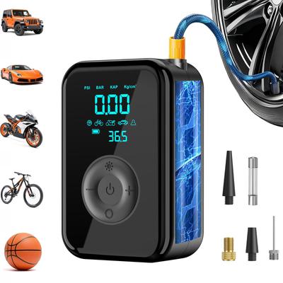 Compressor Portátil Inflador de Pneus, 150 PSI Inflador de Pneus Portátil com Visor Digital e Luz LED, Inflador de Pneus Sem Fio para Carros, Motocicletas, Bicicletas, Bolas
