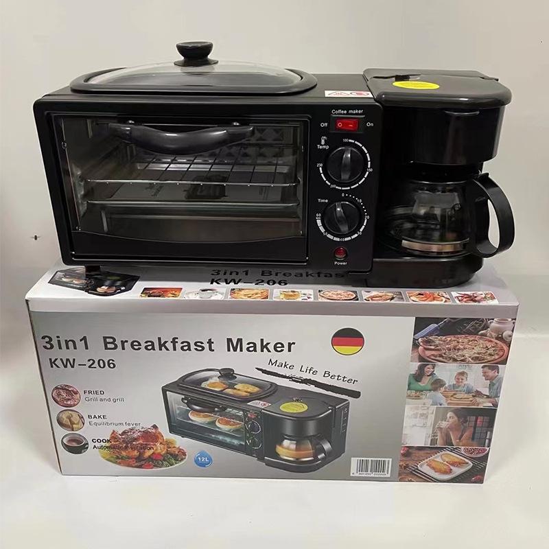 Three-in-One Multifunctional Breakfast Machine: Toaster & Mini Oven, 110V-220V