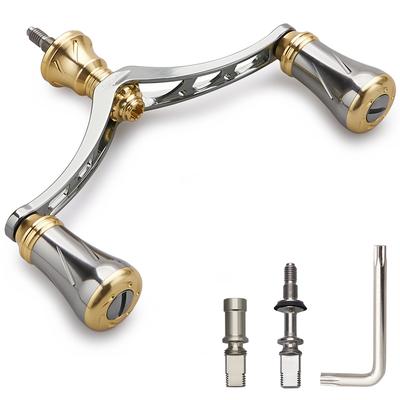 HEIGHTEN 80mm/95mm/98mm Reel Handle with 20mm/19mm Knob for Shimano and Daiwa Spinning Reels, New Pillar Series (98mm - Gunmetal & Gold) (938)