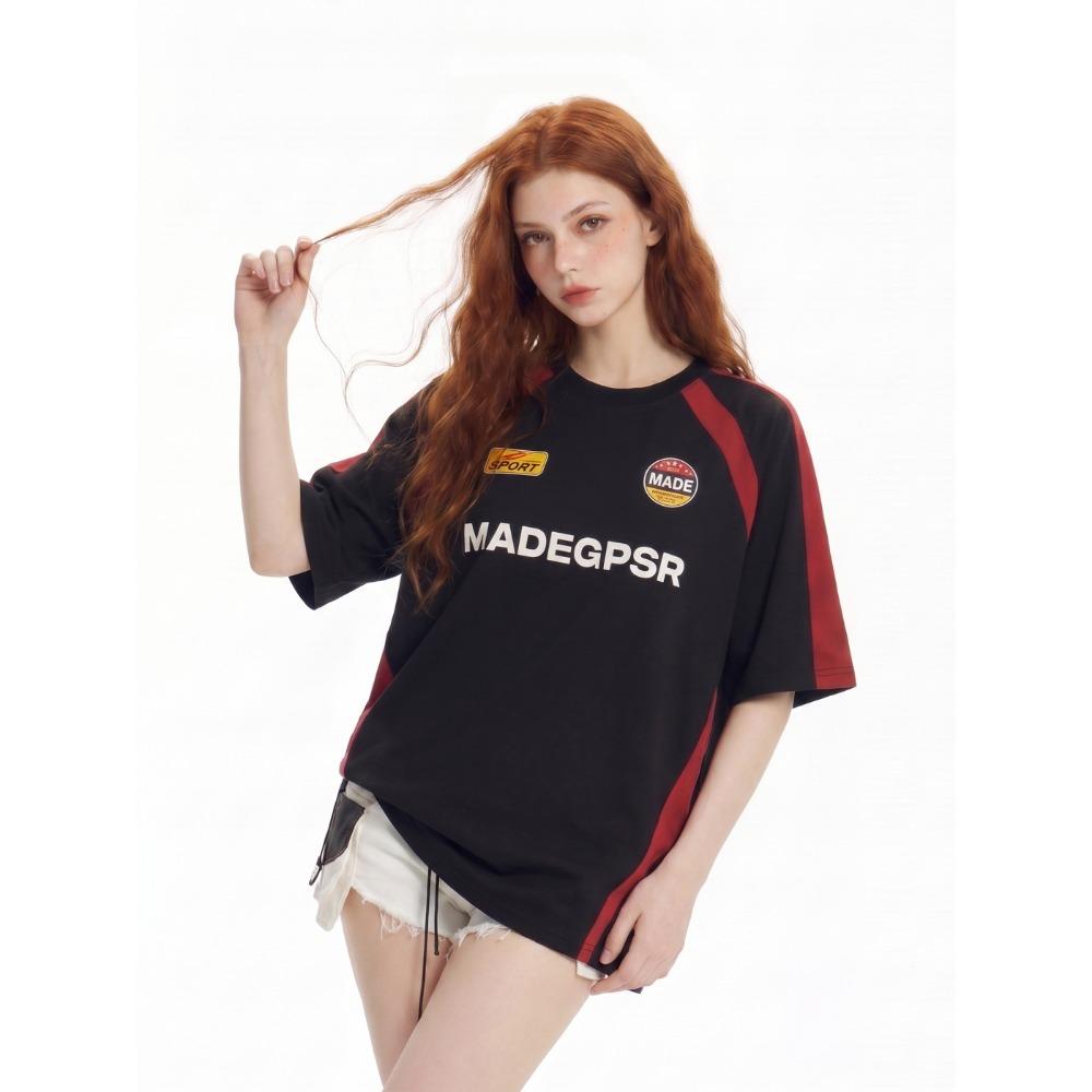 American-style short-sleeve sportswear, vintage streetwear couple T-shirts