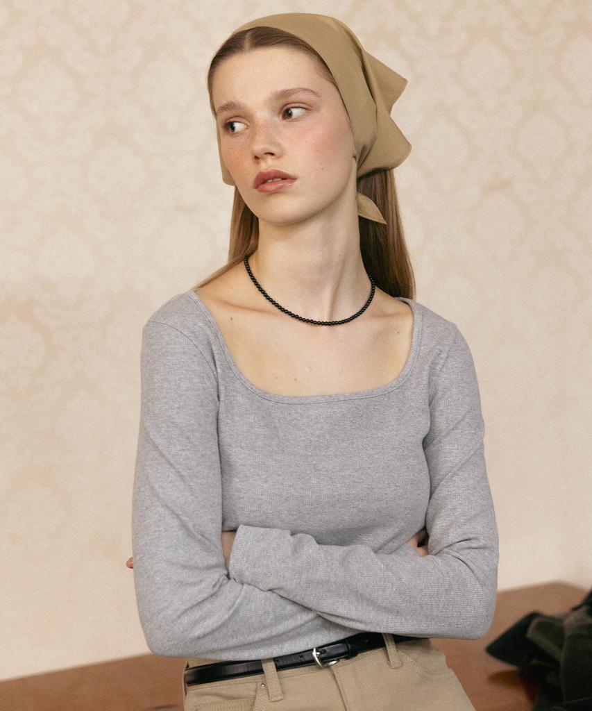 Tudument Square Long Sleeve Top Gray