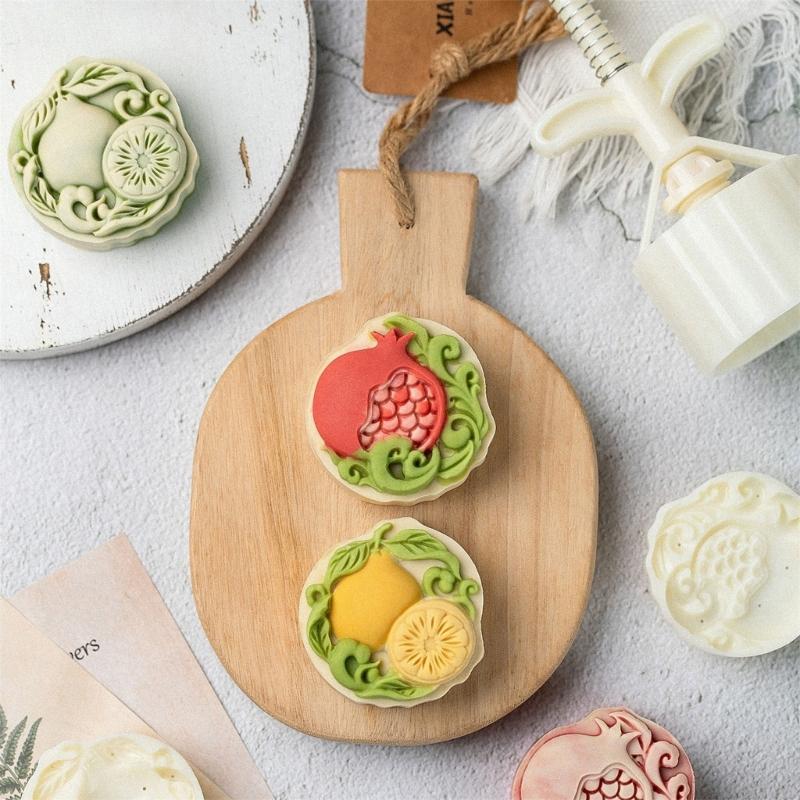 Pomelo and Pomegranate Pattern Mooncakes Press Delicate Embossing Mooncakes Molds Treat Stamps for Baking Lover