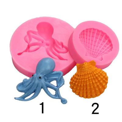 Fondant-Backform, Meeresbewohner, Oktopus, Tintenfisch, Muschel, Kuchendekoration, Schokoladenform