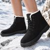 Korean Style High-top Snow Boots for Men and Women, Plus Size, with Velvet Lining and Front Lace-up.