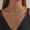 Star Moon Zircon Pendant Triple-Layer Necklace for Women