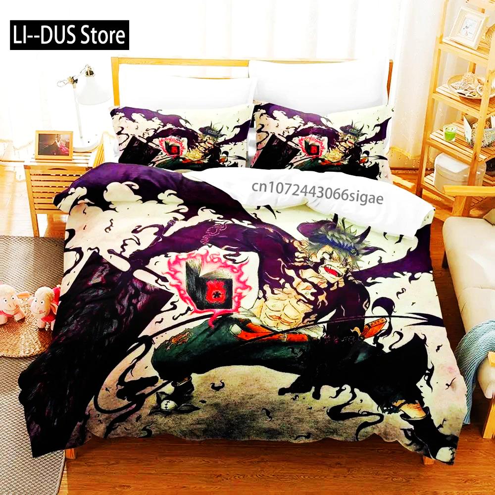 Black Clover Bedding Set Single Double Full Queen King Size Anime Duvet Cover Set For Adults Boys Quilt Cover Pillowcase