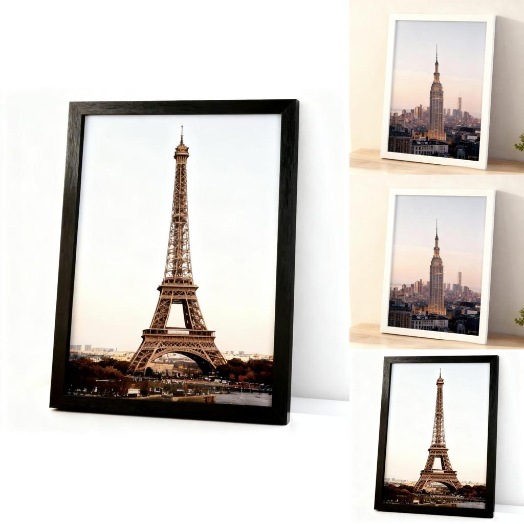 Stor Träbildram Med Elegant Finish För Vardagsrumsväggkonst