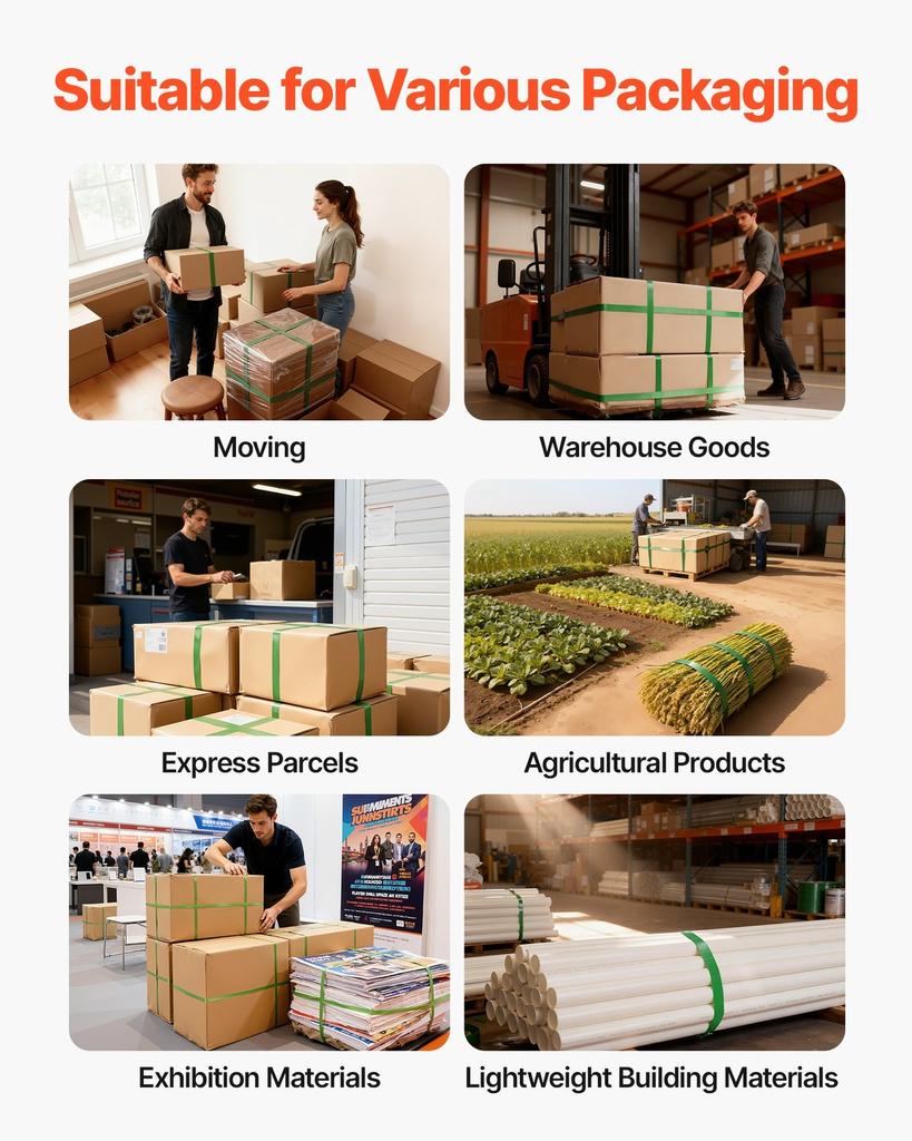 Banding Strapping Kit, Heavy Duty Banding Sealer Tool with 305 M Length PET Band, 300 Metal Seals, Plastic Manual Pallet Packaging Strapping Kit for