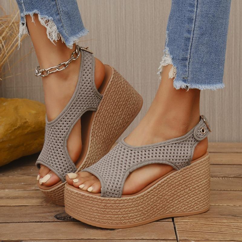 Sandalen Damen Frühling und Sommer Bequem Lässig Netz Damen Schuhe Plateau Keilabsatz Große Größe Sportsandalen