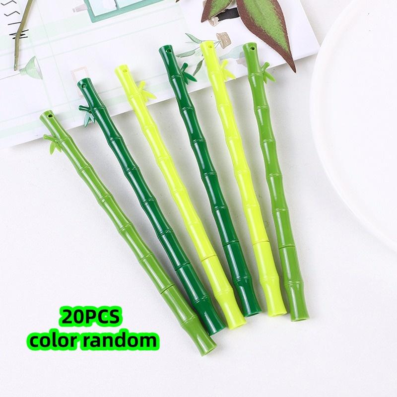 

20-Pack of Black Gel Pens with Random Colors, Bamboo-Shaped, Cute and Fresh Design for Students, Desktop Office Supplies, Needle-Tip Signat