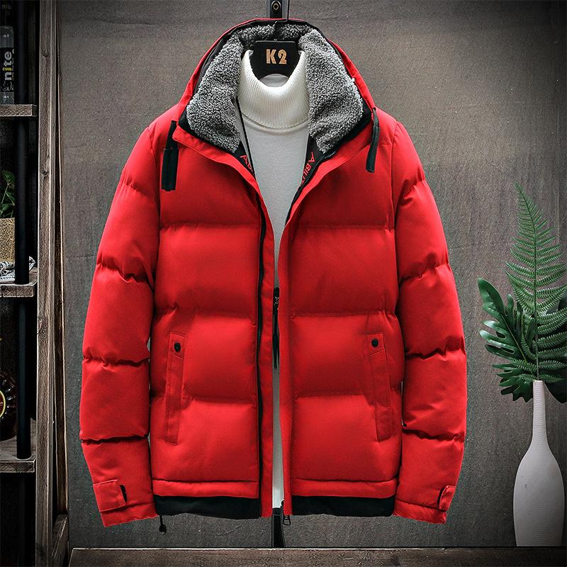 

Повседневная мужская хлопковая куртка однотонная свободная зимняя для ежедневной носки теплая 4XL красный