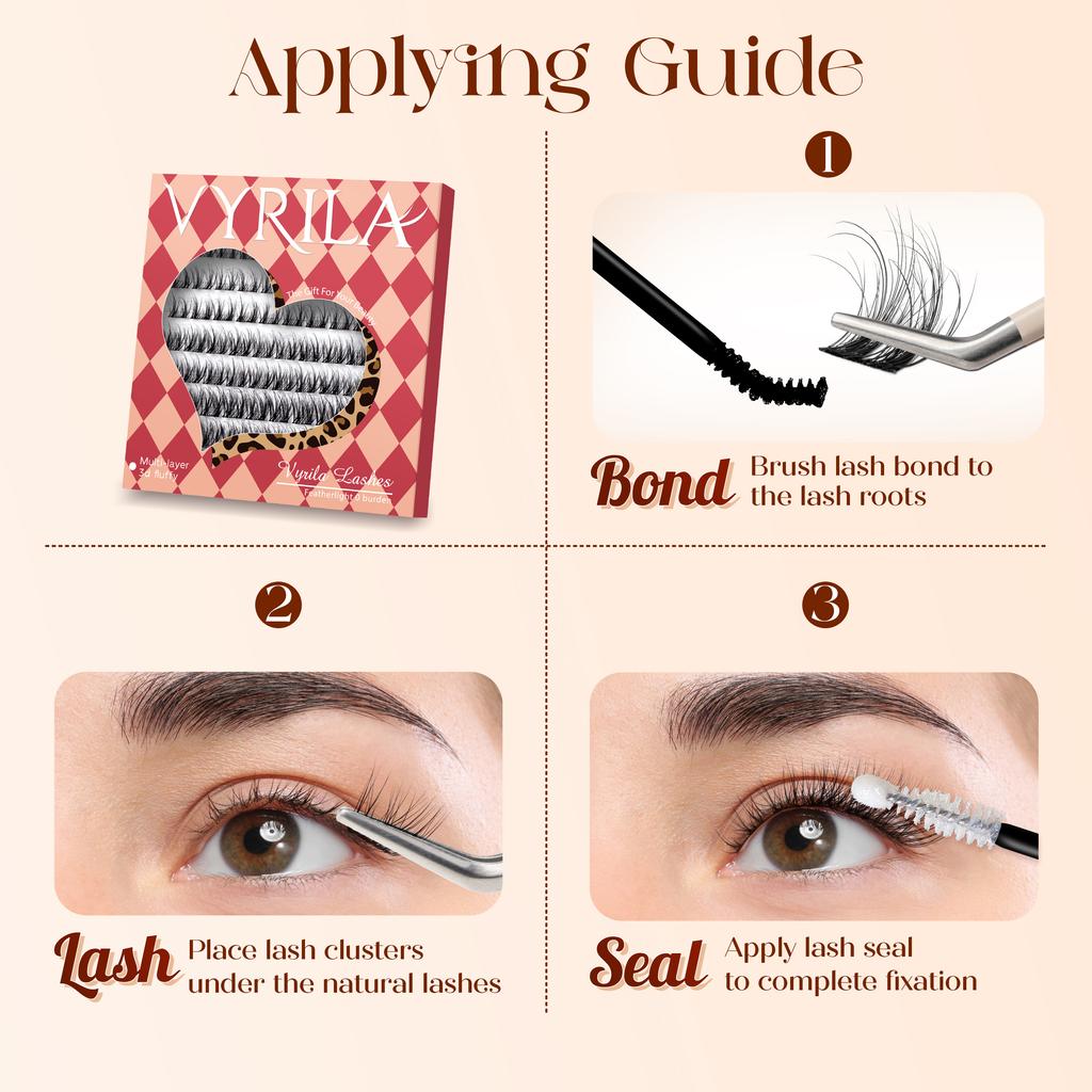 Cluster Lashes Fluffy Soft And Easy String 80pcs False Eyelashes 0.1mm Ultra-thin Band Natural Eyelash Extension Bundle Makeup