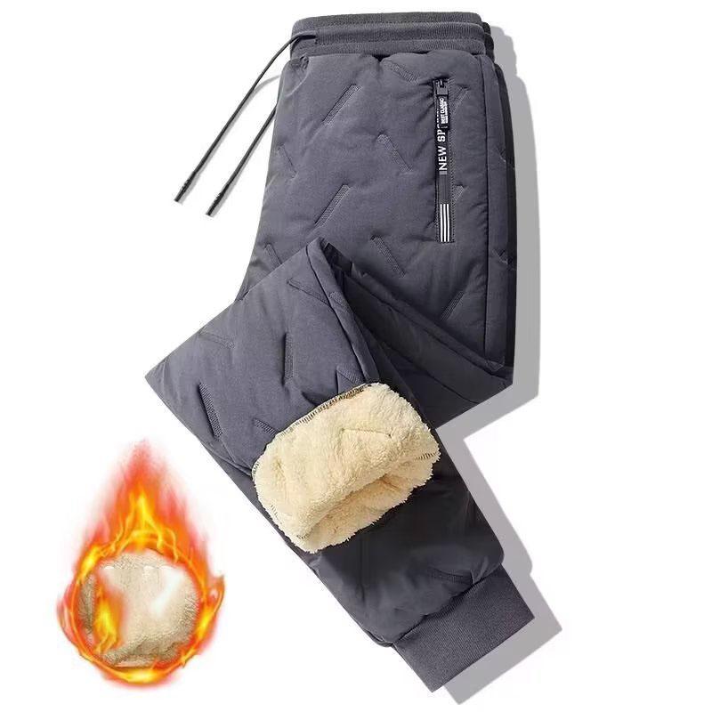 Men's Winter Lambskin Pants Thick Fleece Pants Warm Pants Men's Casual Sports Pants