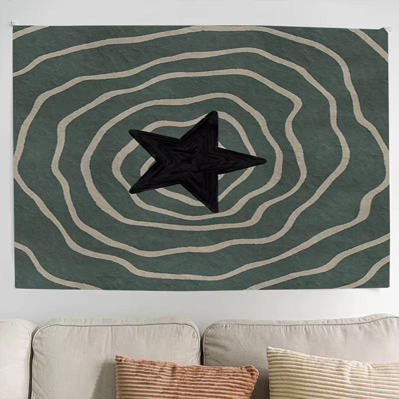 Geometric Starburst Tapestry Dark Green Color Clash Living Room Bedroom Scandinavian Bohemian Room Decoration 74x94cm(29x37in)
