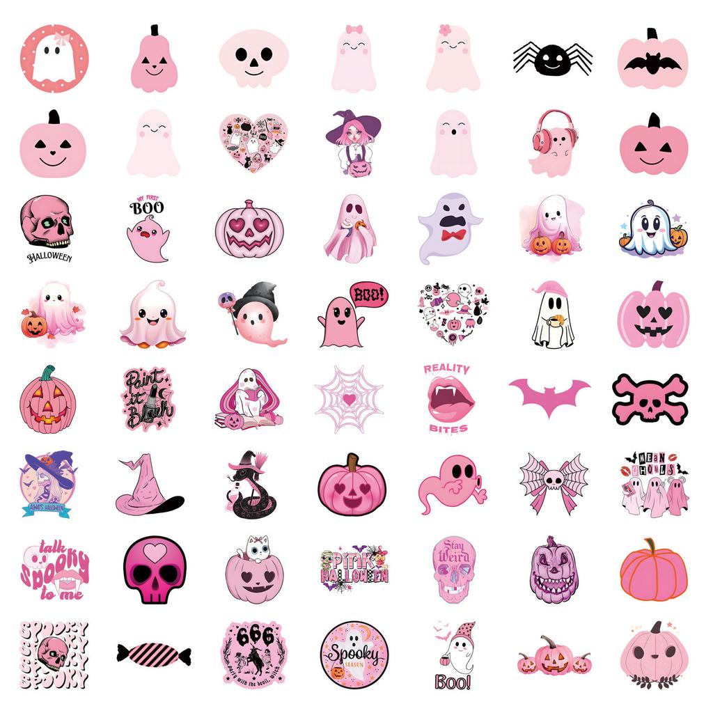 60 New Pink Halloween Graffiti Stickers Decorate Suitcase Mobile Phone Skateboard Stickers
