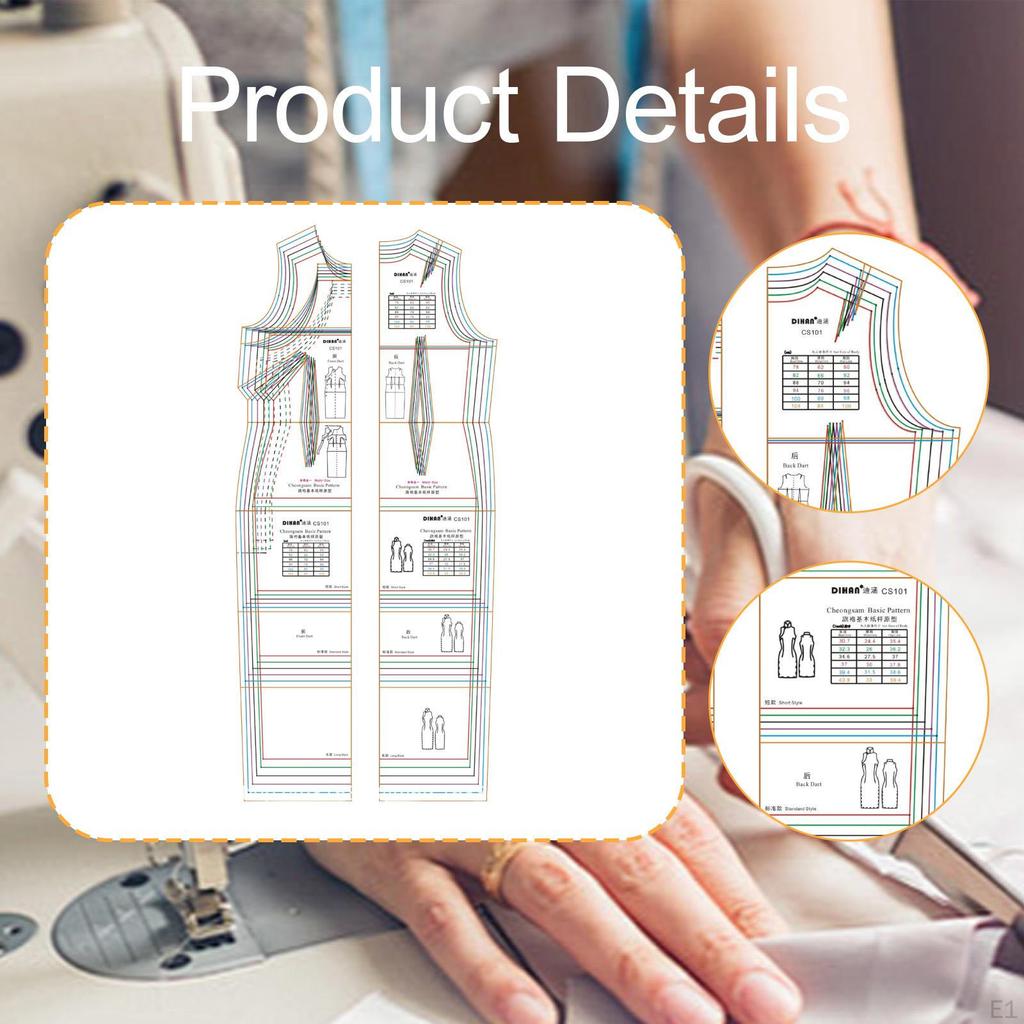 Qipao Basic Pattern Prototype Template Lady Maker Illustration Ruler