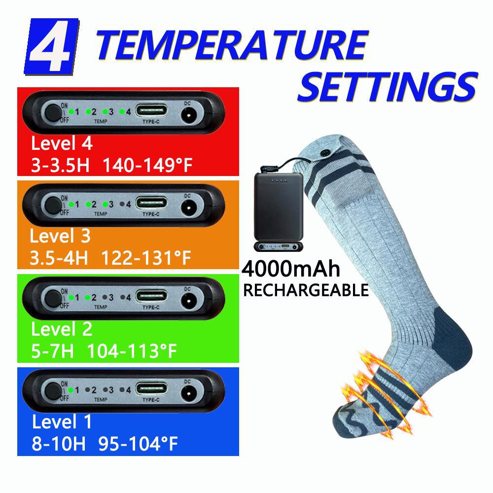 2023 șosete noi încălzite: Încălzire electrică cu talpă completă pentru sporturi de schi în aer liber