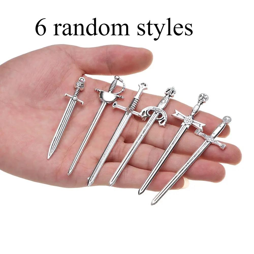 

6Pcs/Set Creative Antique Swords Knife Bookmark Charms Metal Bookmarks Pendants Book Clips Reading Mark Supplies Bookmark Gift