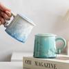 Crystal Glazed Ceramic Tea Cup Simple Personal Use Mug Office and Home Use with Lid