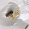 DIEYURO 316L Stainless Steel Exaggerated Multilayer Stud Earrings For Women Fashion C Type Female Earrings Simple Girl Jewelry