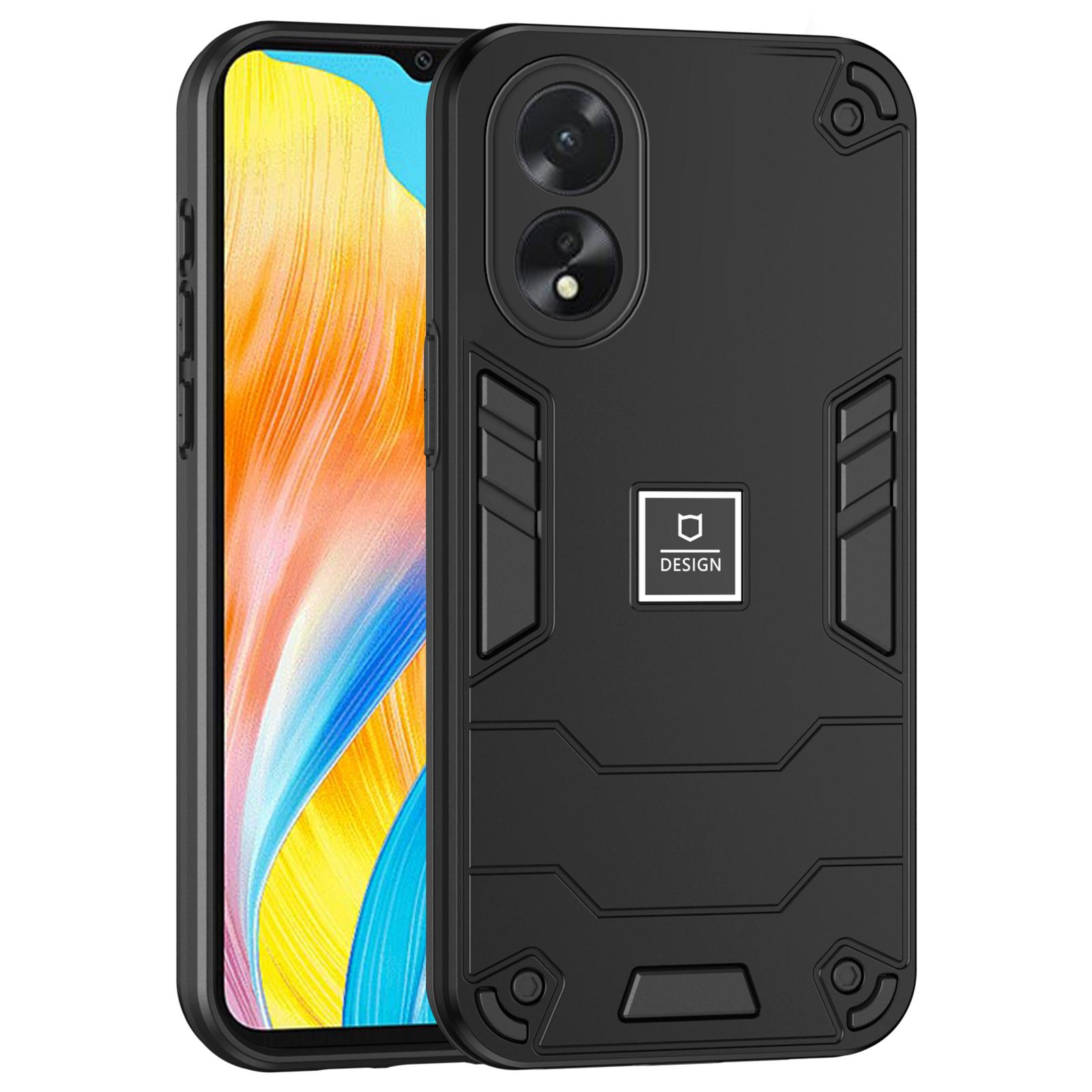 

For Oppo A38 4G/A18 4G PC+TPU Case Dual-Layer Design Drop Protection Phone Cover Black
