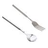 652F 2pcs Stainless Steel Adjustable Forks Spoon Telescopic Long Cutlery Dinning Utensils for BBQ Picnics and Kitchen Use