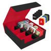 HIMOMO Deck Holds Over 3200 Large 4 Magnetic Case for Trading Card PU Vertical Game Card Trading Card Case with 10 Card Storage Card Trading Card