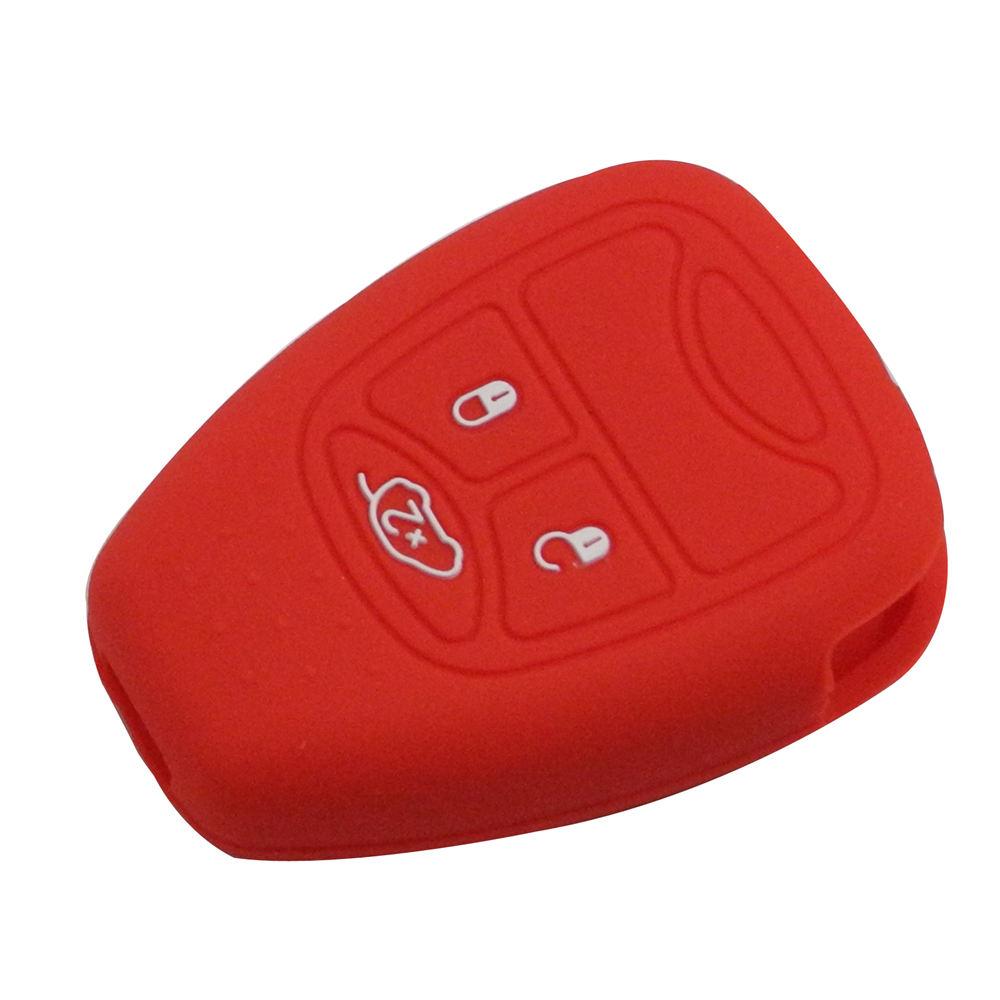 

jingyuqin 3 кнопки силиконовый чехол для ключа для Jeep для Chrysler 200 300 Aspen PT Cruiser Sebring для Dodge Durango Avenger Charger красный