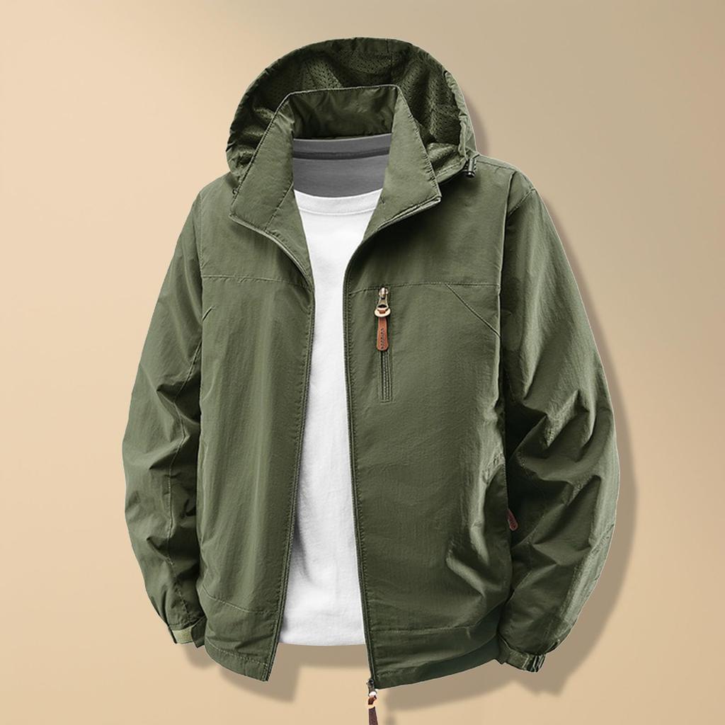 Men's Windproof Hardshell Jacket for Outdoor Hiking, Lightweight Spring and Fall Rain Jacket