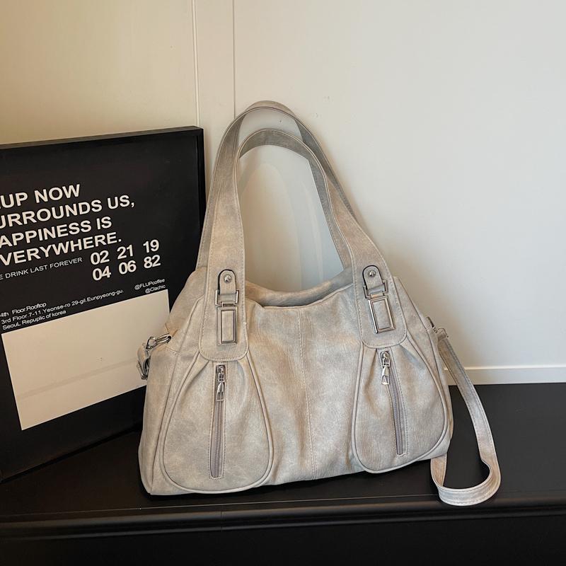 Women's Shoulder Bag Solid Color Large Capacity Travel Commuter Tote Bag