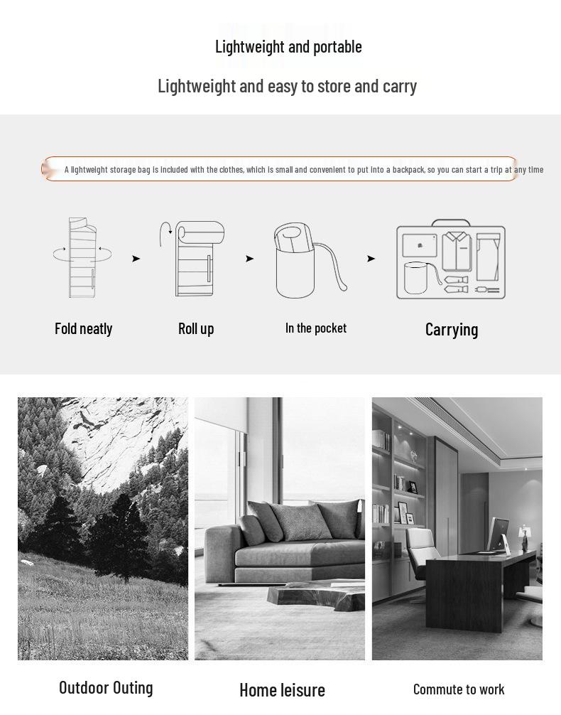 NASA2024 Men's Lightweight Down Jacket - Short, Portable, Thin, Packable, Plus Size, for Autumn & Winter