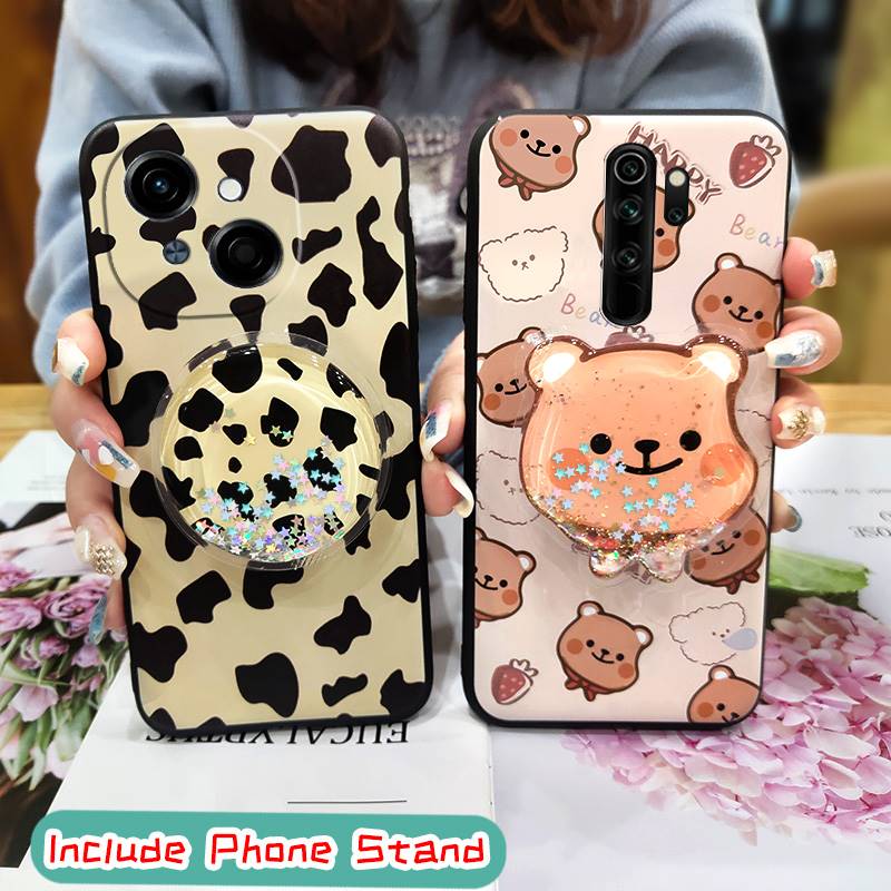 protective Rotatable stand Phone Case For Tecno POP9 4G/Spark GO 1/KL4 Waterproof TPU Skin feel silicone Glitter Durable