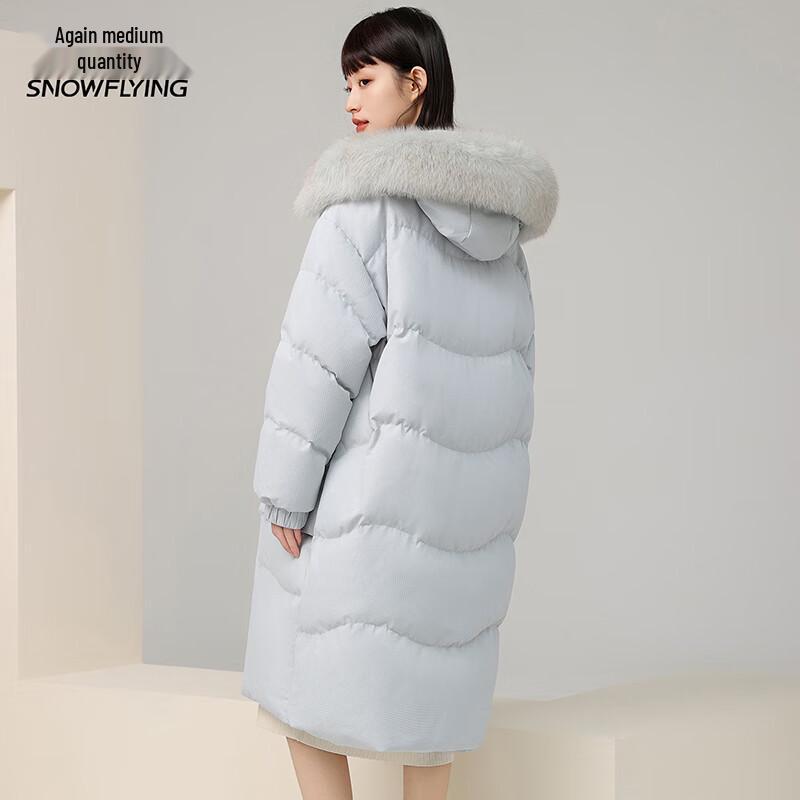 Women's Long Hooded Down Jacket with Fox Fur Collar