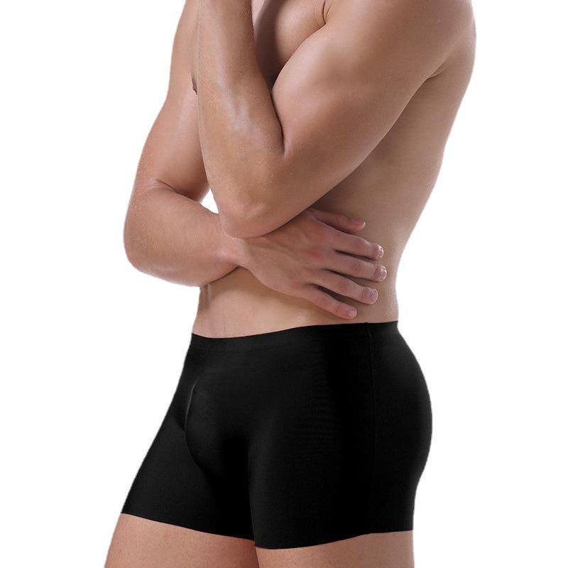Men's Summer Ice Silk White Boxer Shorts: Breathable, Seamless, Thin Cotton, Quick-Dry Trunks