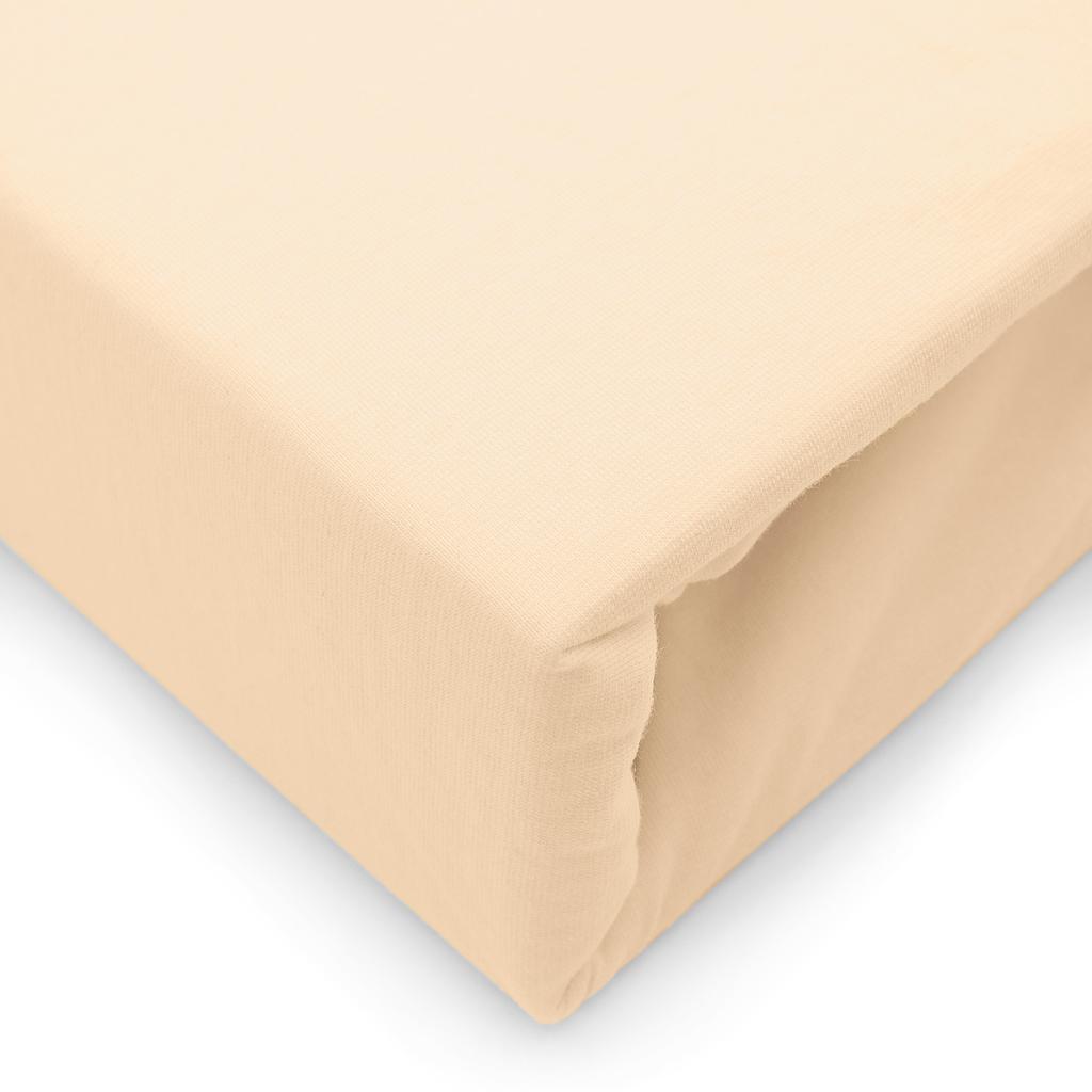 Fitted sheet 200x220 THICK COTTON JERSEY height 25cm light beige