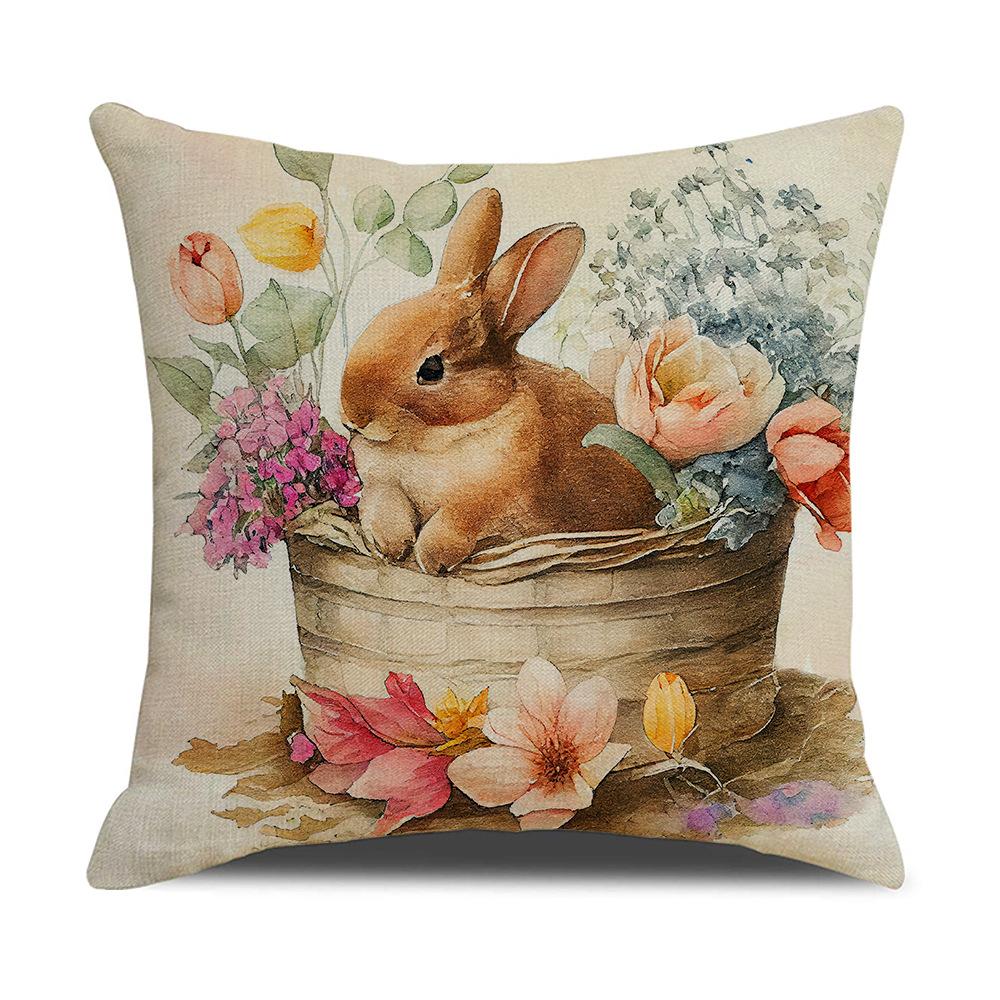 Neuer Oster-Kissenbezug Frühling Beliebt Retro Hase Dekokissen Sofa Kissenbezug