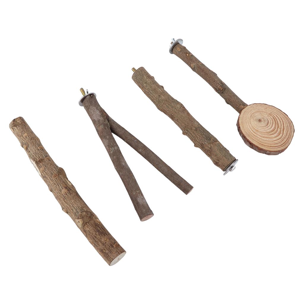 Bird Stand Stick Set Safe Stable Wooden Parrot Stand Stick Platform Set for Birds