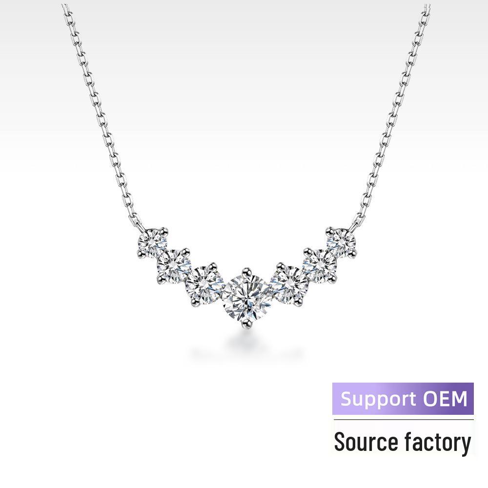 

925 Sterling Silver Moissanite Necklace: Elegant and Versatile High-End Clavicle Chain for Women 5.0mm Zircon