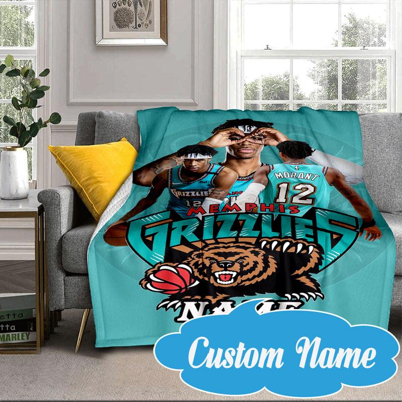 Custom Name Morant Team Spirit Blanket Bed Sofa Blanket Flannel Blanket for Camping, Hiking, Picnic Essentials,gift for Fan Family