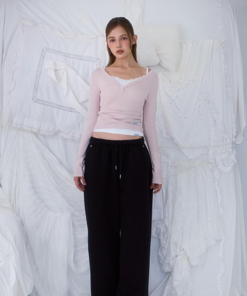 ROSEFRANTZ V-Neck Button Long Sleeve [Pink]