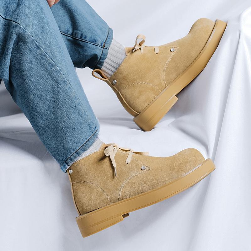 Fashion Autumn and winter men's shoes High quality genuine leather with minimalist styleThick soled youth Business Office Party shoes