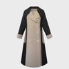 Women's Long Woolen Coat - 2024 Winter European & American Color-Block Hepburn Style Slim Coat